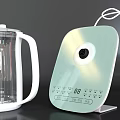 Midea Transparent Electric Kettle with White Base Digital Display and Accessories for Daily Use