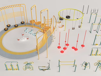 Durable Metal Sports Equipment Featuring Swing Sets Climbing Frames And Hanging Rings 3d model