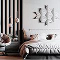 Modern Background Double Bed Double Bed 3d model