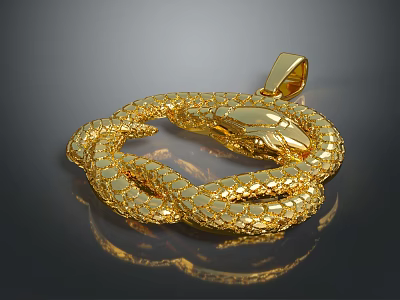 Elegant Golden Snake Shaped Pendant Fashion Accessory With Intricate Design 3d model