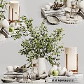 Modern Jewelry Ornaments Combination Green Decoration Indoor Flower Pot Room 3d model