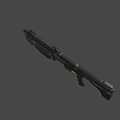 Futuristic Weapon Design With Dual Barrels Tactical Scope And Metal Frame