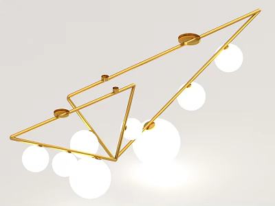 Modern Gold Geometric Chandelier With White Spherical Bulbs For Home Interior 3d model