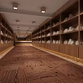 Elegant Club Interior With Long Corridor Wooden Shelves Stacked Towels And White Items