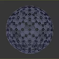 Metallic Sphere With Hexagonal Blue Silver Pattern And Reflective Surface