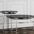 Modern Round Nesting Coffee Tables With Black Tabletop And Metal Frame 3d model