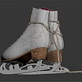 Elegant White Ice Skates With Floral Embroidery Cream Laces Red Lining And Metal Blades