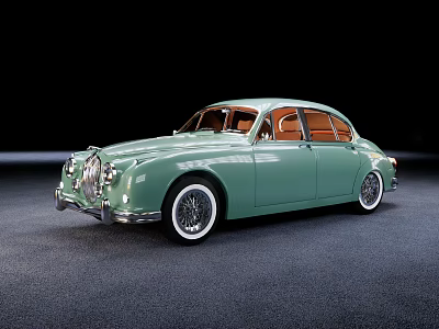 Vintage Green Classic Car Featuring Sleek Body Design And Chrome Accents 3d model