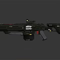 Futuristic Sci Fi Tactical Weapon Featuring Black Design Red Accents Scope And Detailed Modern Aesthetic