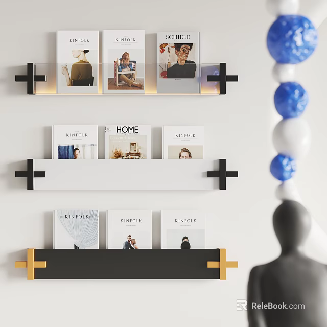 Modern Bookshelf Design With Books Photo Frames And Decorative Accents 3d model 