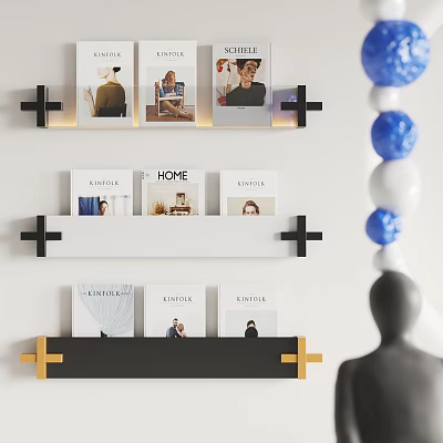 Modern Bookshelf Design With Books Photo Frames And Decorative Accents 3d model