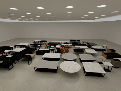 Various Coffee Tables with Different Shapes and Materials in Showroom 3d model