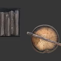 Wooden Logs In Metal Basket Alongside Tree Stump And Axe With Wooden Handle