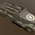 Vintage U.S. Military Vehicle Featuring Star Emblem Machine Gun And Track Wheels
