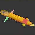 Yellow Rocket Weapon Model With Pointed Tip Shiny Fins And Reflective Surface 3d model