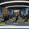 Spacious Fitness Gym Interior With Functional Training Markings And Equipment 3d model