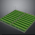 Outdoor Twin Football Fields Setup With Green Turf White Lines Fencing And Lighting Poles