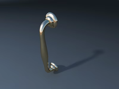 Polished Metal Cabinet Handle with Sleek Curved Design for Modern Furniture 3d model