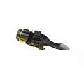 Mechanical Battle Axe With Glowing Yellow Accents And Black Metal Design