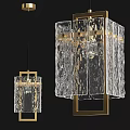 Modern Textured Glass Chandelier With Gold Metal Frame Design And Hanging Style