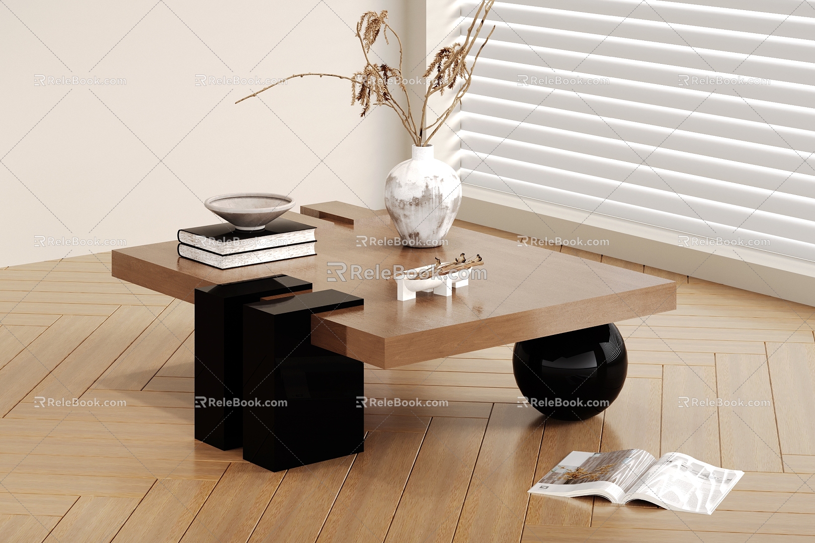 Tea table rectangular ornaments 3d model