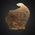 Broken Ancient Clay Pottery Fragment With Visible Cracks And Weathered Texture On Dark Background