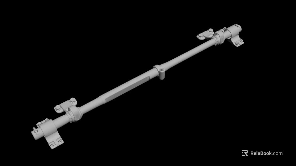 Heavy Duty Metal Rod with Mounting Brackets and Industrial Design Features 3d model 