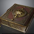 Ornate Magical Book With Red And Gold Cover Central Star Badge And Intricate Patterns