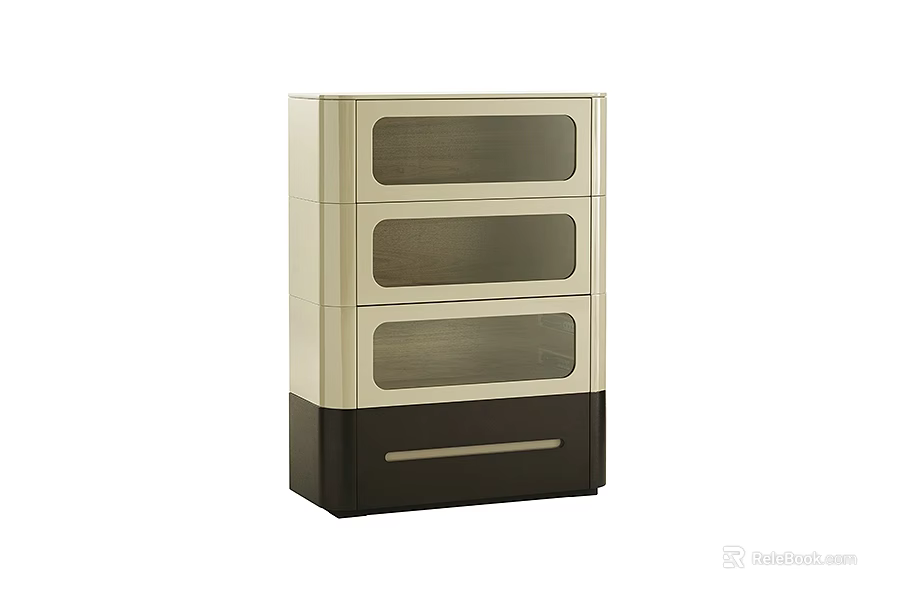 Modern Chest of Drawers with Glass Panel Storage Drawers and Light Dark Color Design 3d model 