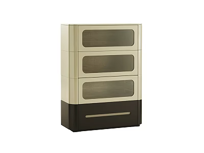 Modern Chest of Drawers with Glass Panel Storage Drawers and Light Dark Color Design 3d model