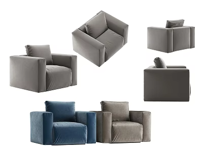 Modern Sofa Collection With Multiple Angles Gray And Blue Upholstered Styles 3d model