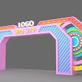 Vibrant Colorful Archway With Logo For New Food Tastes Event Geometric Patterns And Decorative Elements