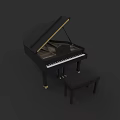 Classic Black Grand Piano With Matching Stool In Minimalist Design Setting