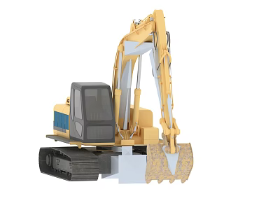 Industrial Yellow Crawler Excavator With Cab Boom And Heavy Duty Bucket 3d model
