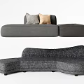 Nordic Multi-person Sofa Leisure Sofa Long Sofa Curved Sofa Pillow 3d model