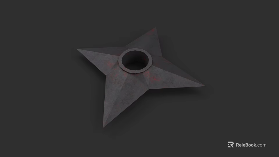 Star Shaped Shuriken Weapon With Central Hole And Sharp Metallic Edges 3d model 
