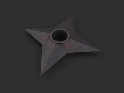 Star Shaped Shuriken Weapon With Central Hole And Sharp Metallic Edges 3d model