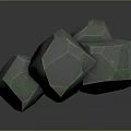 Three Irregular Wooden Stone Decorative Ornaments Featuring Green Gray Textures