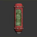 Scenic Outdoor View Featuring Red Fire Hydrant With Green Glass Rust And Shiny Reflection