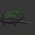 Dimetrodon Prehistoric Reptile With Green Striped Sail Open Mouth Dark Body