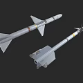 Military Missiles With Aerodynamic Design Gray Body Yellow Stripes And Tail Fins