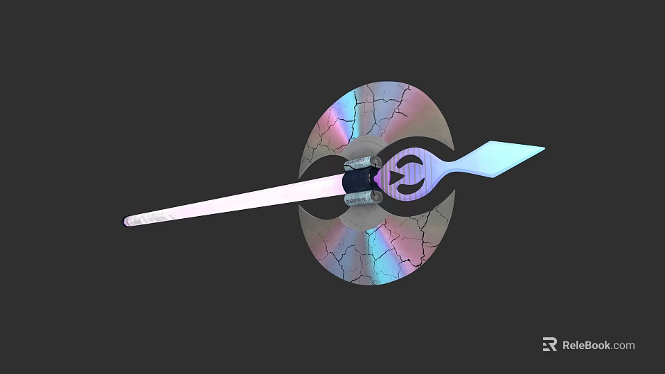 Unique Throwing Weapon With Cracked Iridescent Circular Design And Arrow Blade 3d model 