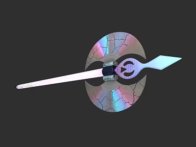 Unique Throwing Weapon With Cracked Iridescent Circular Design And Arrow Blade 3d model