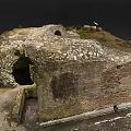 Ancient Brick Ruins With Arched Openings And Stone Paved Ground 3d model
