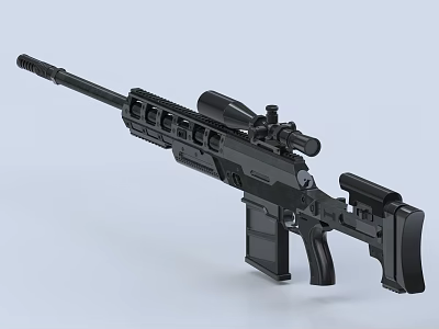 Black Modern Sniper Rifle with High Precision Scope Tactical Body Structure and Accessories 3d model