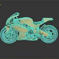 Sleek Golden Motorcycle With Purple Rimmed Wheels And Shiny Reflection