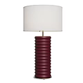 Modern Table Lamp With White Lampshade And Burgundy Spiral Textured Base