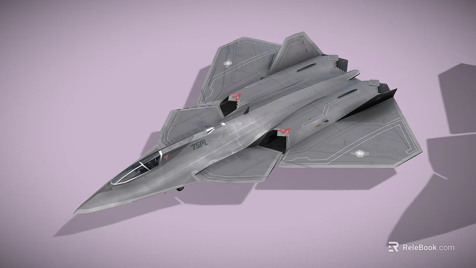 Gray Stealth Fighter Jet With Modern Sleek Design And Triangular Wings 3d model 