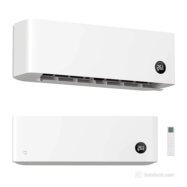 White Air Conditioner Fan With Digital Display And Remote Control Modern Design 3d model