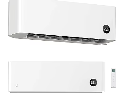 White Air Conditioner Fan With Digital Display And Remote Control Modern Design 3d model